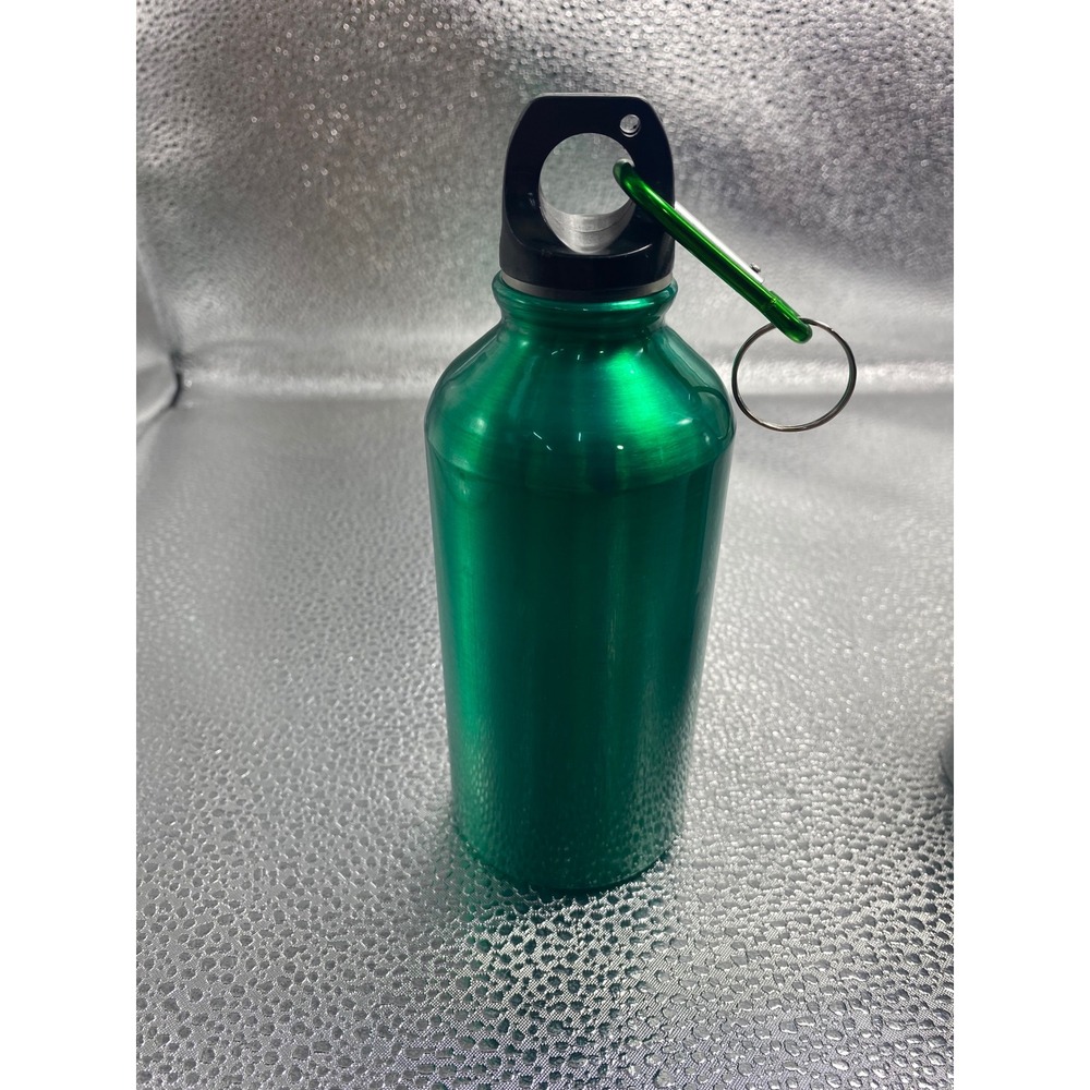 Green Metallic Aluminum Water Bottle with‎ Carabiner Clip Lightweight Reusable